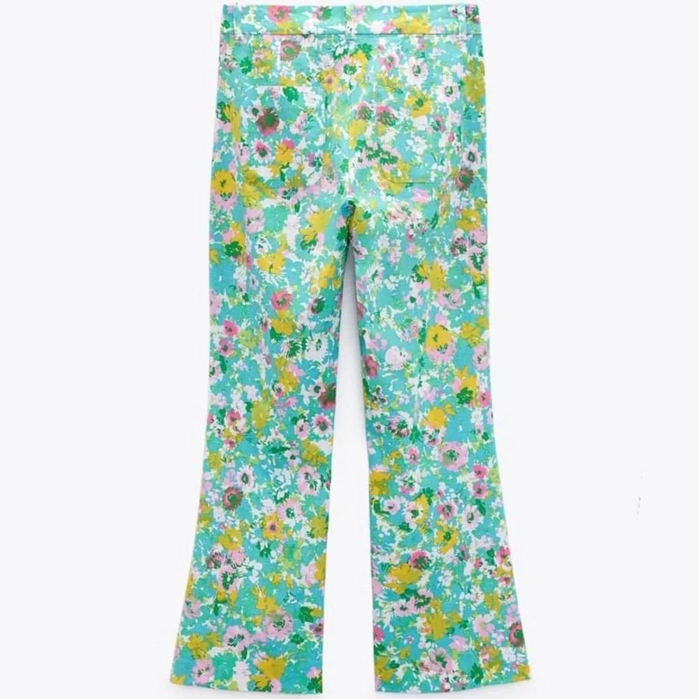 Zara Linen High Waist Floral Women’s Pants Size 2
